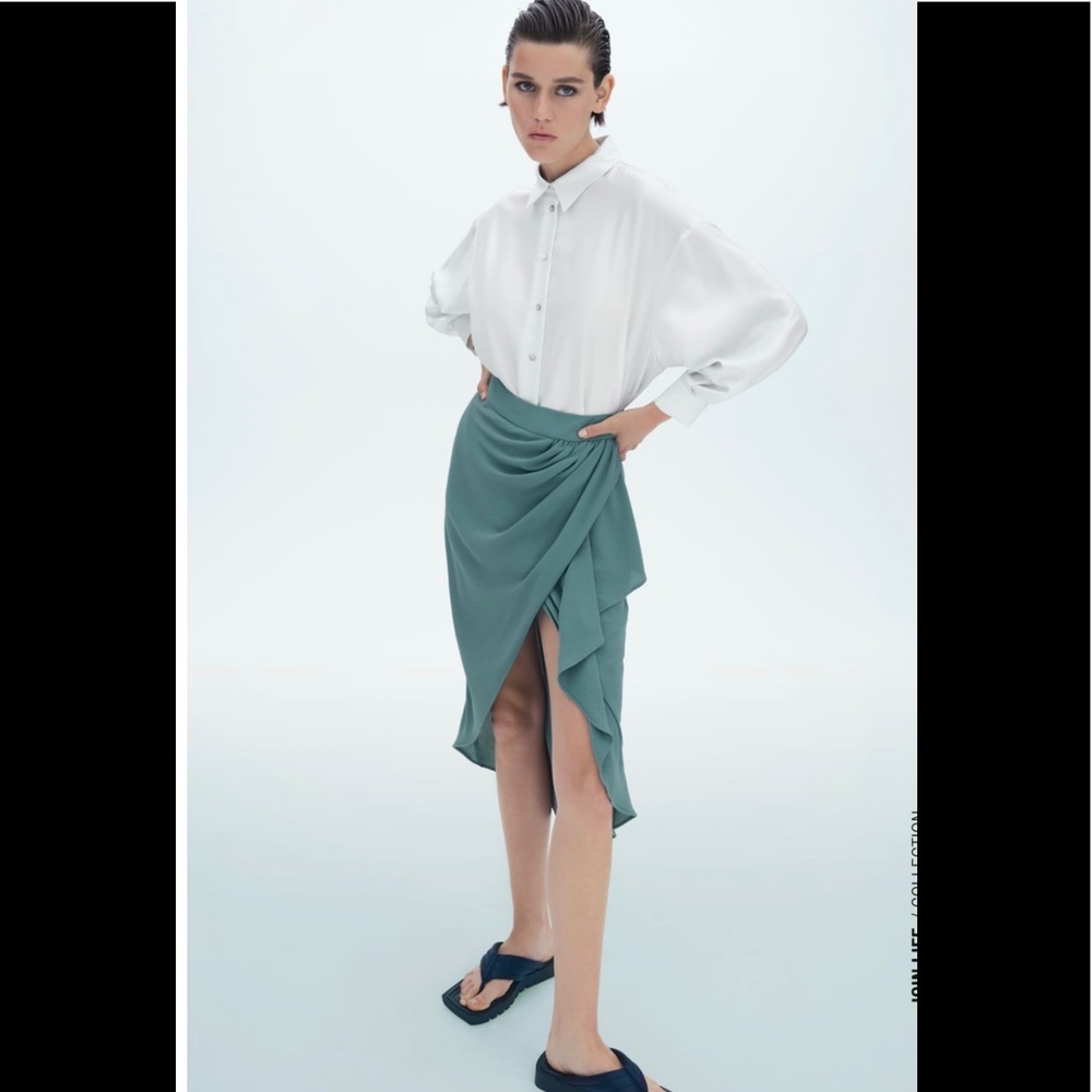 ZARA DRAPED SLIT SKIRT